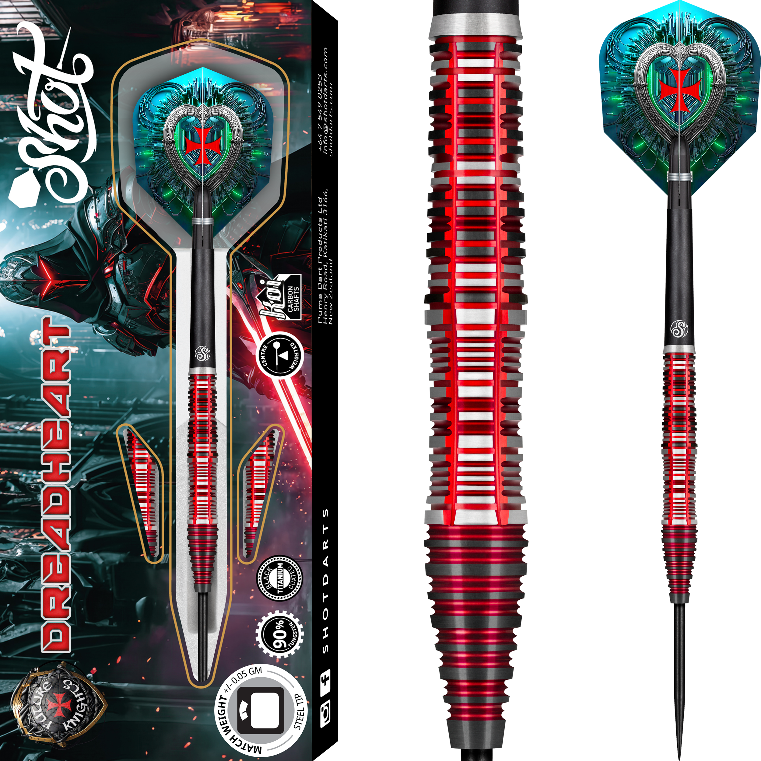 ダーツ Shot Future Knights Ironsoul 2BA 20g Future Knights Ironsoul Steel Tip Dart Set-90% Tungsten